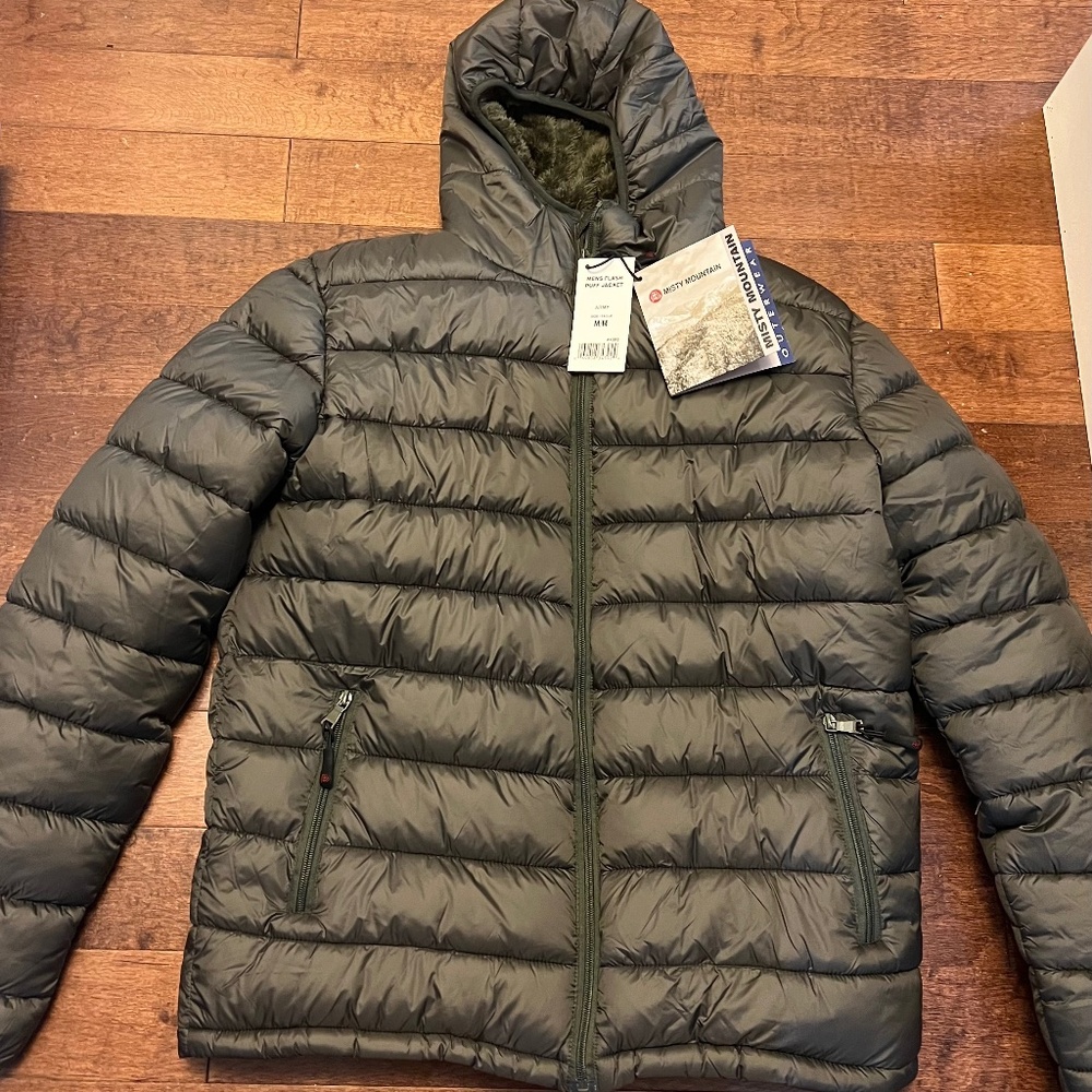 Misty Mountain mens flash puff winter jacket army green